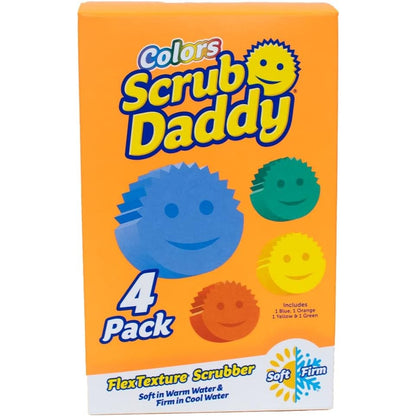 307898 - Scrub Daddy Sfungjer enësh, Sfungjerë pastrimi në pako të shumëfishtë, pa gërvishtje për kuzhinë, rezistent ndaj erërave, i sigurt për lavastovilje - pako me 4 copë