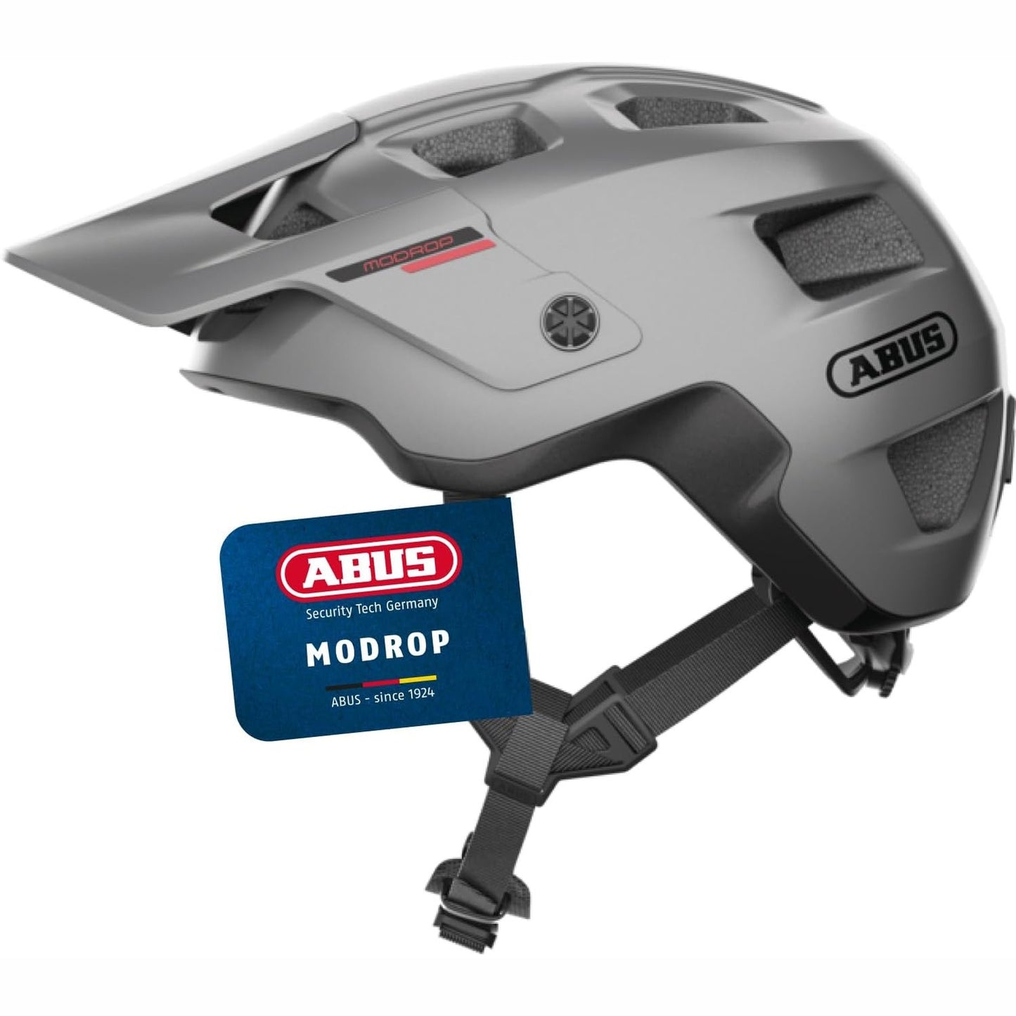 292279 - ABUS Helmetë MoDrop MTB - Helmetë për biçikletë, ventilim i mirë, Përshtatje individuale, Unisex, Argjend, Madhësia L