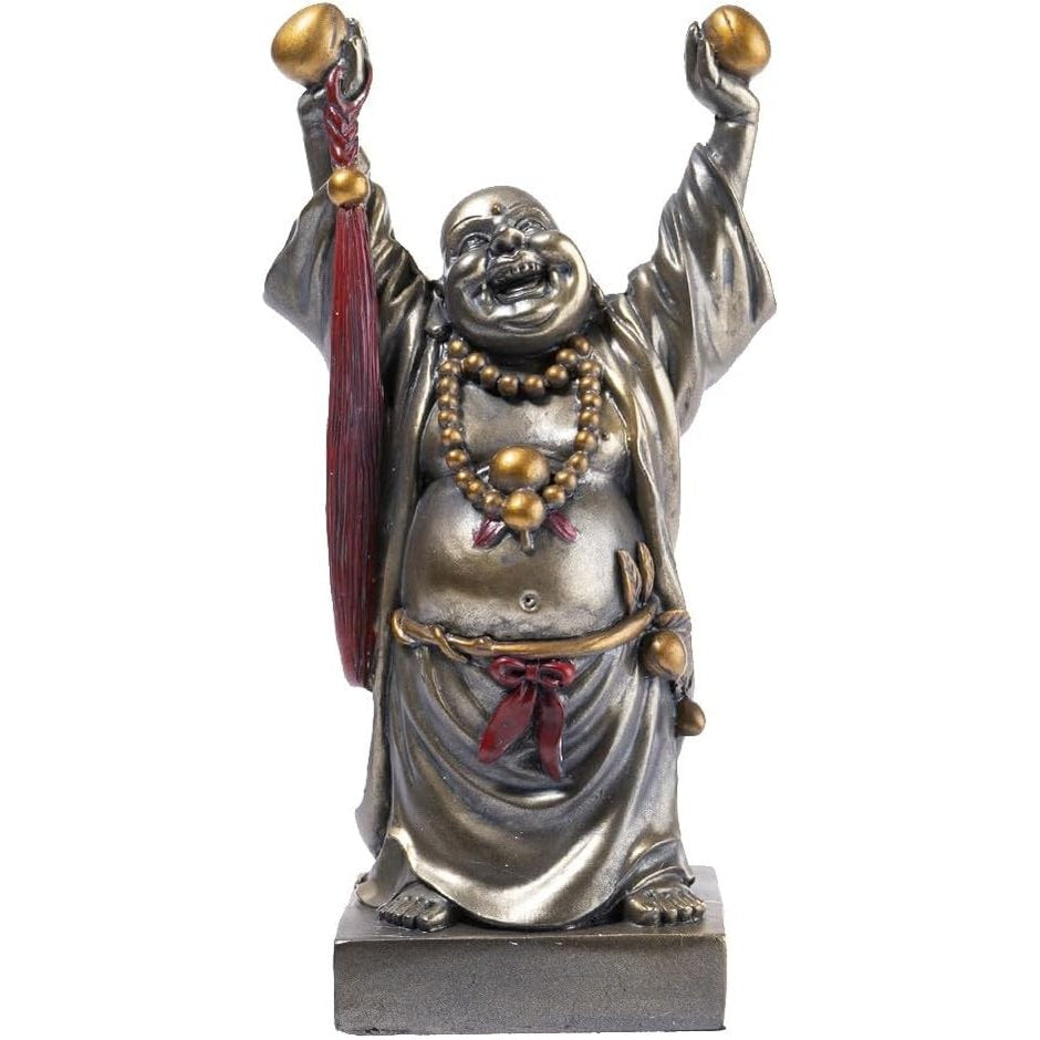 223809 - Statujë e Budës që Qesh, 15 cm, ngjyrë bronzi, Dekorim Feng Shui, Objekt Zen Kinez, Ide dhurate nga Kina dhe Azia