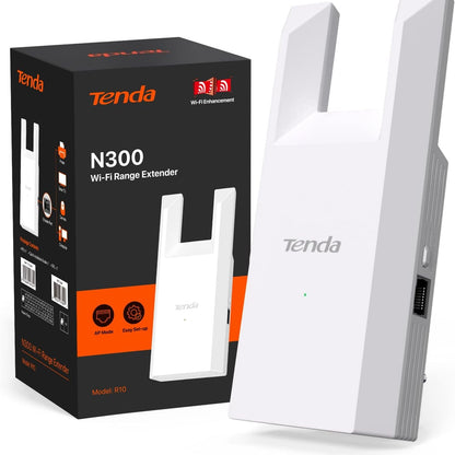 268978 - TENDA WLAN AMPLIFIKATOR REPEATER R10, 300 Mbps, port Ethernet, mbulim deri në 120 m², WPS, modalitet AP, tregues inteligjent LED, i pajtueshëm me Fritz!Box