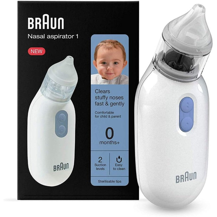 316598 - BRAUN Aspirator Nazal BNA100 | Dekongjestant për Mukusin | Thithje Elektrike | 2 Nivele Thithjeje | 2 Madhësi Maje | I përshtatshëm për të Porsalindur, Foshnje dhe Fëmijë | I sigurt për lavastovilje