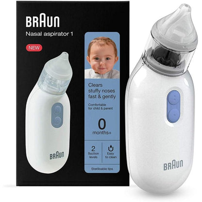 316598 - BRAUN Aspirator Nazal BNA100 | Dekongjestant për Mukusin | Thithje Elektrike | 2 Nivele Thithjeje | 2 Madhësi Maje | I përshtatshëm për të Porsalindur, Foshnje dhe Fëmijë | I sigurt për lavastovilje