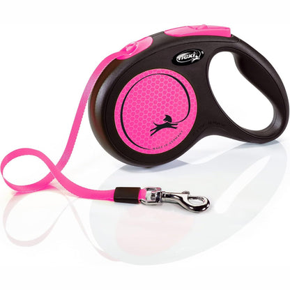 218785 - FLEXI® Rrip Neon M 5 m i zi/rozë neoni, zinxhir i tërheqshëm për qen deri në 25 kg