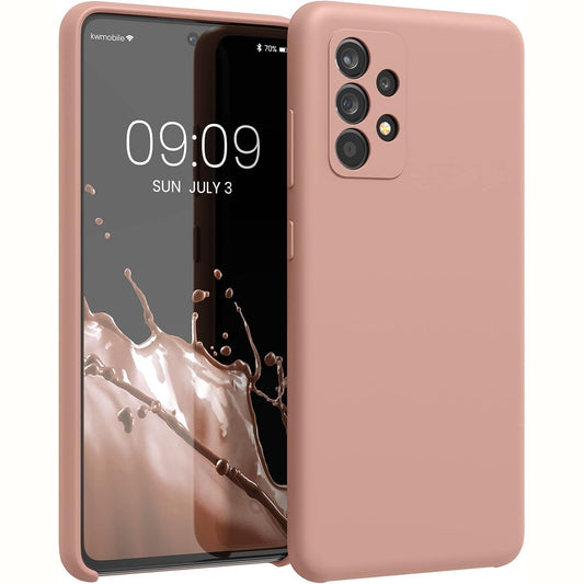 274670 - KWMOBILE Mbështjellëse për Samsung Galaxy A52 / A52 5G / A52s 5G - Mbështjellëse silikoni - Karikim pa tel - Mbulesë mbrojtëse në ngjyrë balte portokalli