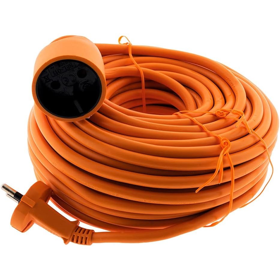 313997 - ZENITECH - Kabllo zgjatues 16A HO5VV-F 2x1.5mm² 3680W / 230V - Gjatësi 25m - Portokalli - Rezistent ndaj motit - Përputhet me standardet NF dhe CE