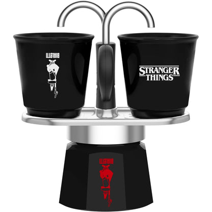 217295 - BIALETTI Set Mini Express Stranger Things, Makinë kafeje italiane me 2 gota qeramike, Jo e përshtatshme për sobat me induksion
