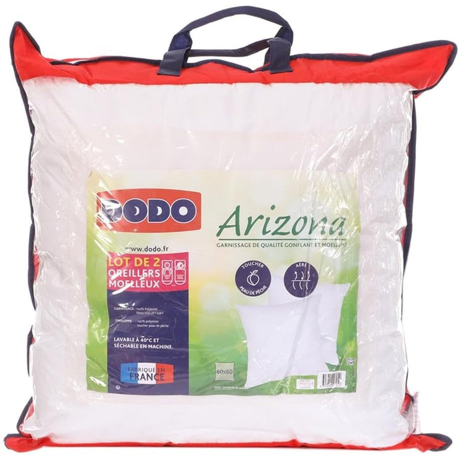 167690 - DODO - Set prej 2 Jastëkësh Ultra të Butë, 60x60 cm - 100% Poliester, Ndjeshmëria e Lëkurës së Pjeshkës, Mbushje Poliester Volupt'Air - Mund të Lajë në Lavatriçe 40°C