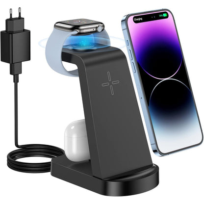 296066 - CKCN Karikues pa tel 3 në 1 për iPhone 14/13/12/11 Pro Max/XS, Karikues për Apple Watch 8/7/SE/6/5/4/3/2, Stacion karikimi për Airpods Pro/3/2