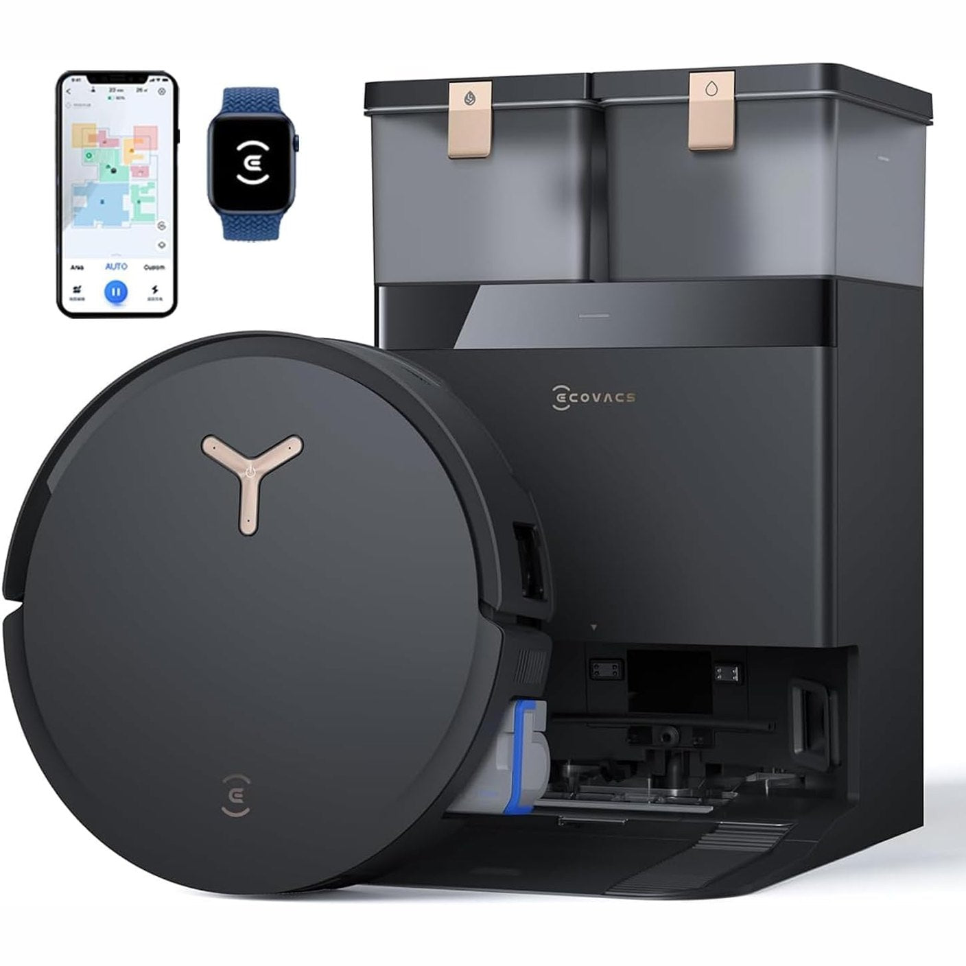 288002 - ECOVACS Fshesë me korrent robotike DEEBOT X8 PRO Omni, Fuqi thithjeje 18,000Pa, Stacion 12-në-1, Pastrim me mop me ujë të nxehtë 40–75 °C, YIKO-GPT