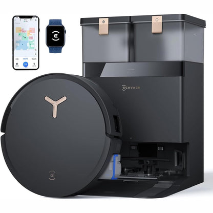 288002 - ECOVACS Fshesë me korrent robotike DEEBOT X8 PRO Omni, Fuqi thithjeje 18,000Pa, Stacion 12-në-1, Pastrim me mop me ujë të nxehtë 40–75 °C, YIKO-GPT