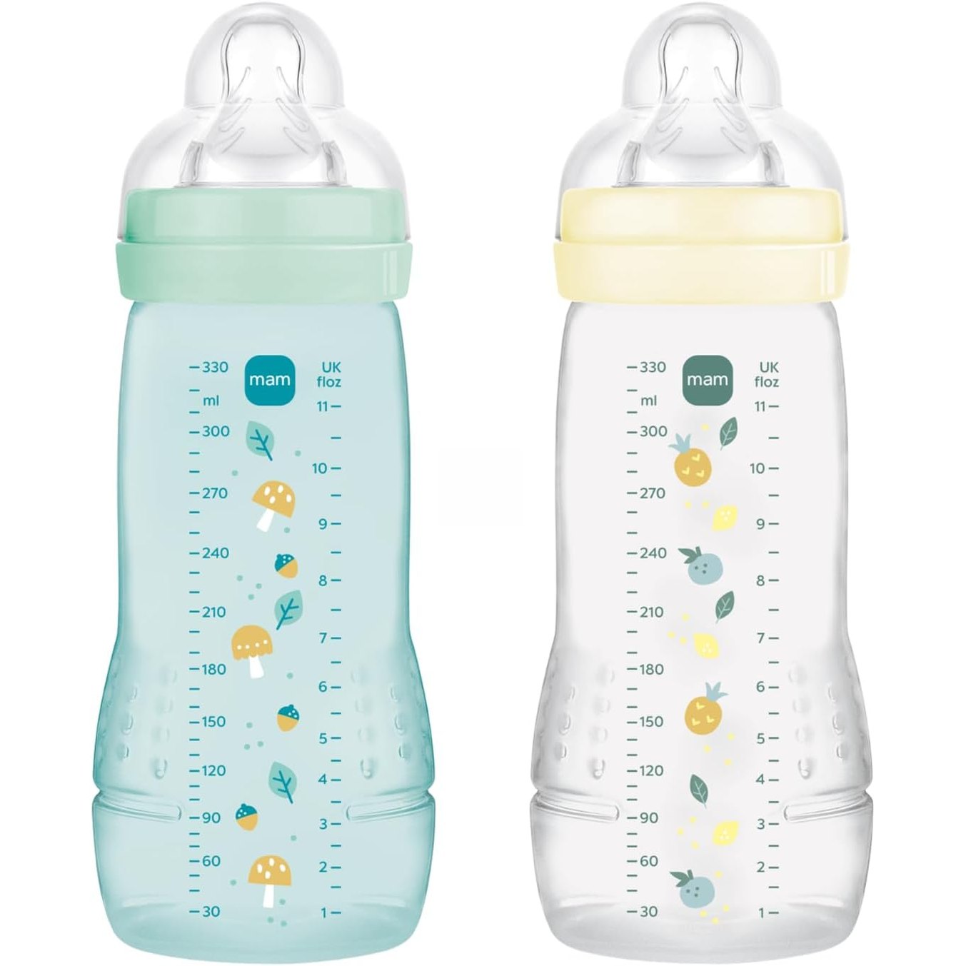 317698 - MAM Shishe Easy Active për Bebe 6+ Muaj, Akullore + Pearl, 2 pako x 330ml, thithkë silikoni ultra të shpejtë X-speed, vulë e papërshkueshme nga rrjedhjet