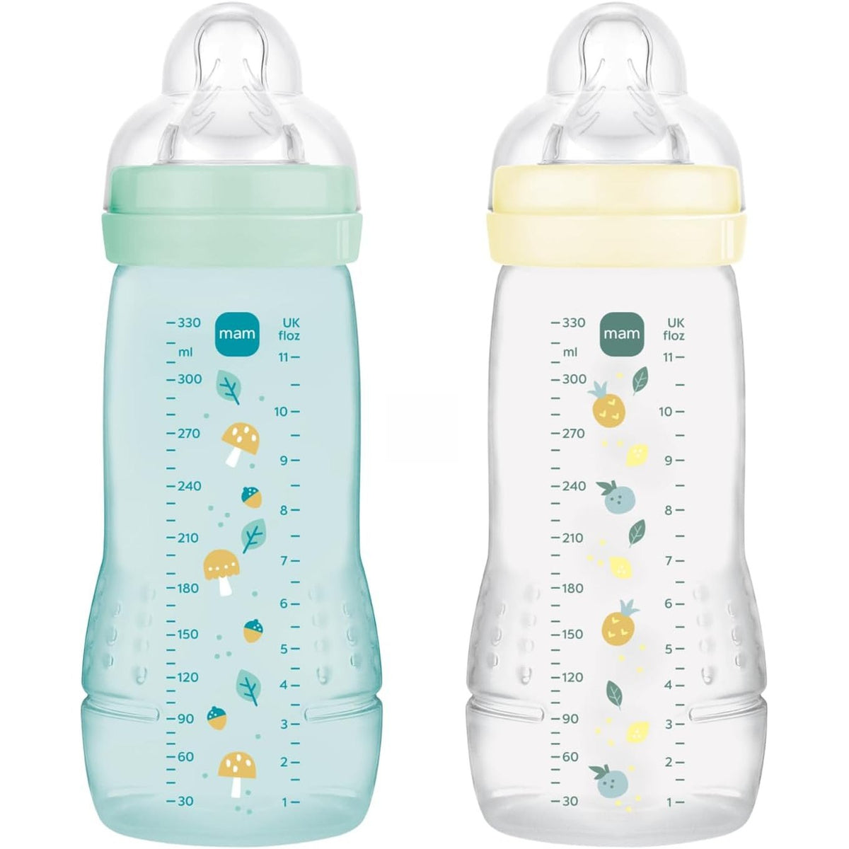 317696 - MAM Shishe Easy Active për Bebe 6+ Muaj, Akullore + Pearl, 2 pako x 330ml, thithkë silikoni ultra të shpejtë X-speed, vulë e papërshkueshme nga rrjedhjet