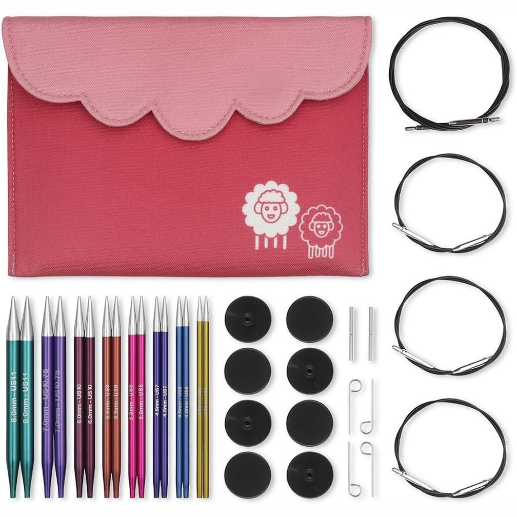 255296 - KNITPRO Set gjilpërash thurjeje Deluxe, çelik inox, shumëngjyrësh, 8 madhësi