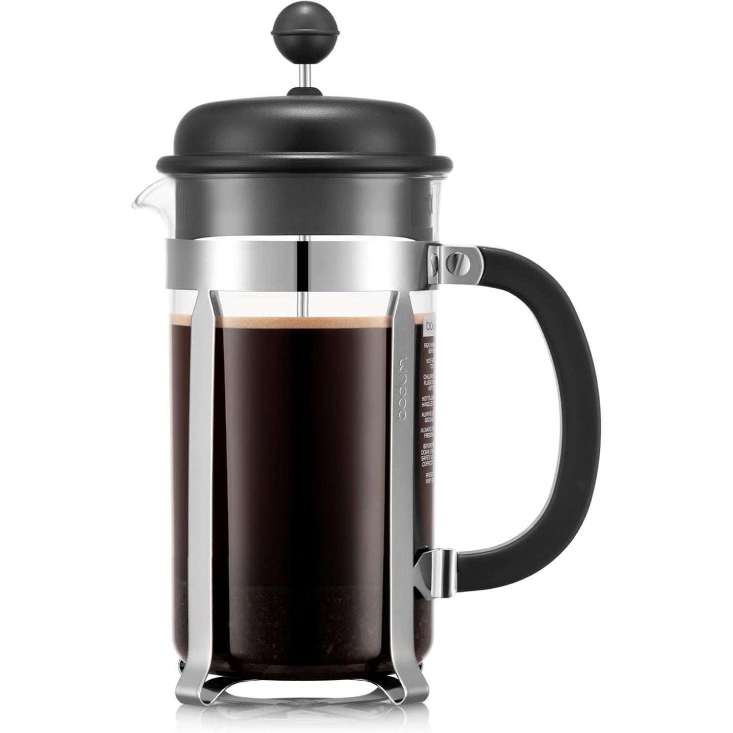 277536 - BODUM Makinë kafeje French Press e zezë, kapacitet: 1L / 8 Filxhanë, xham rezistent ndaj nxehtësisë, filtër çeliku inox, pa BPA, e sigurt për lavastovilje, prodhuar në Portugali