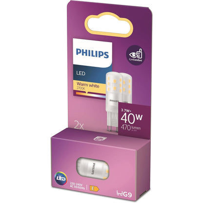 205899 - PHILIPS Llampa LED Standarde, Zëvendësuese për Llambën Halogjene 40W, Bazë G9, Dritë e Bardhë e Ngrohtë 2700K, Pako Me 2, Gjeneratë e Re