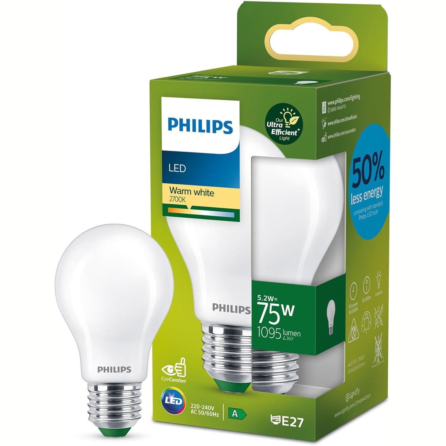 215977 - PHILIPS Llambë LED, 75W, bazë E27, e bardhë e ngrohtë 2700K