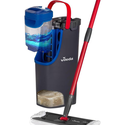 177226 - VILEDA Sistemi i Fshesës së Sheshtë H2prO me Ndarje Revolucionare të Ujit të Pastër dhe të Ndotur, Dizajn që Kursen Ujë, Ruajtje Kompakte, Dorezë Ergonomike, dhe Fuqi Mikrofibre