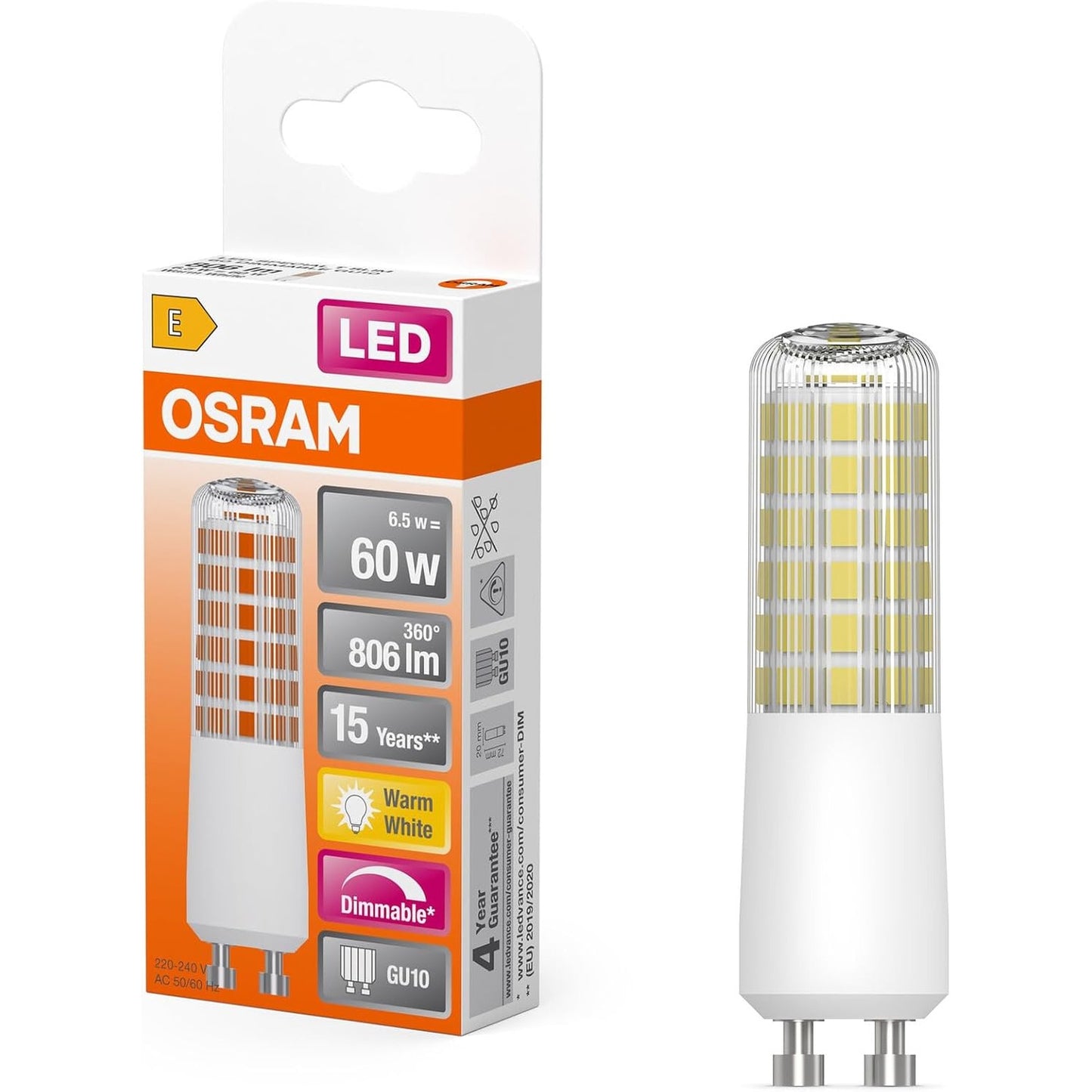 210562 - OSRAM LED Superstar Special T SLIM, Llambë LED me Errësim, Bazë GU10, E Bardhë e Ngrohtë (2700K), Kapaciteti i Zëvendësimit 60W, 1 Paketë