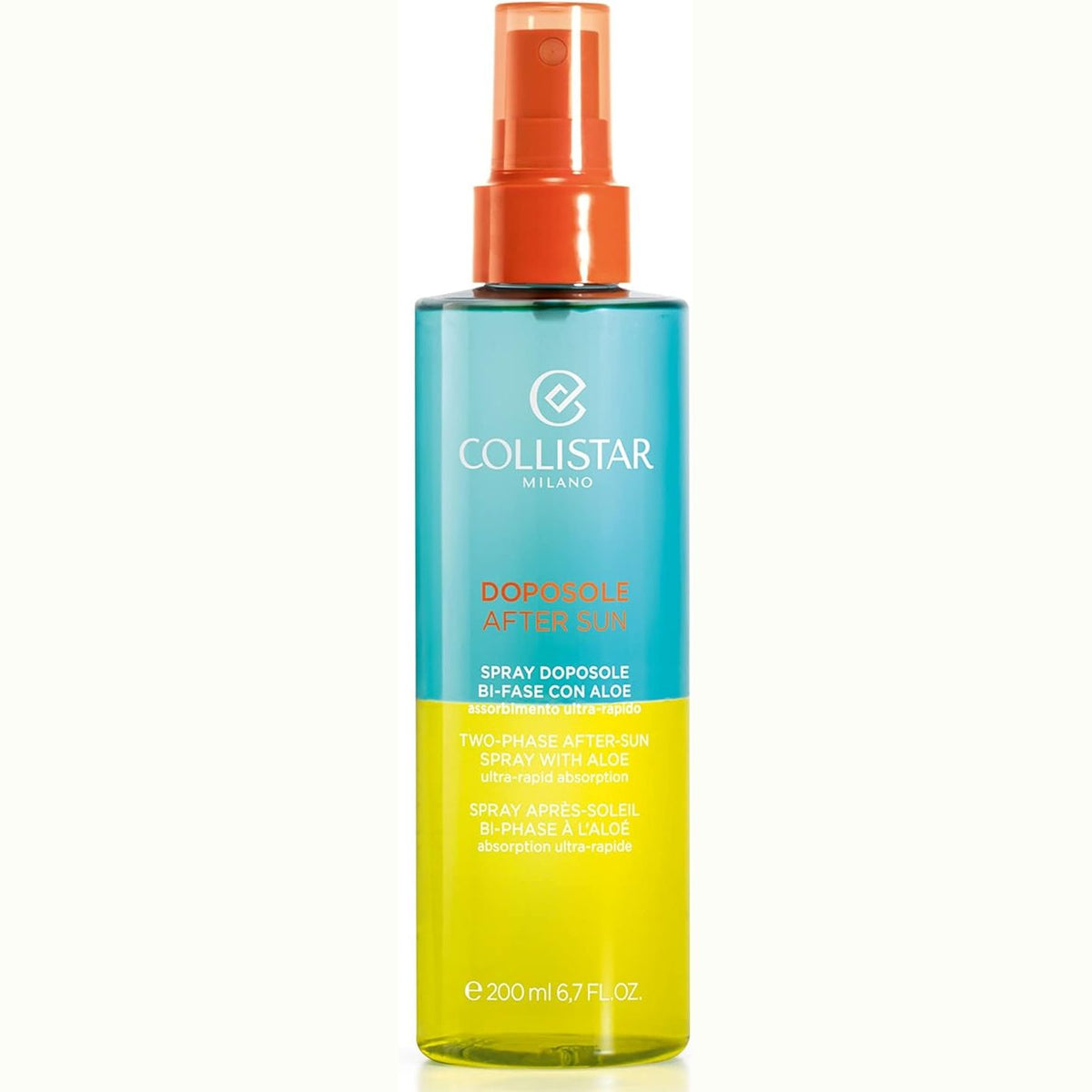 336440 - COLLISTAR - Sprej pas diellit Bi-phase me Aloe Vera, 200 ml, Veprim freskues dhe dekongjestant, Jo i yndyrshëm