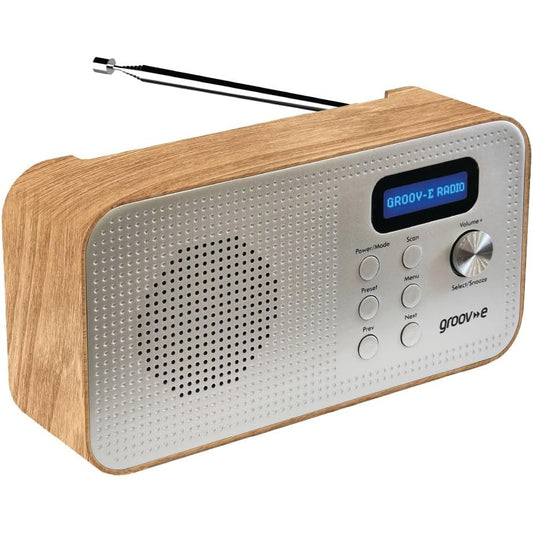 113277 - GROOV-E LISBON - Radio dixhitale portative DAB/FM me Bluetooth, sipërfaqe prej druri