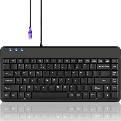 305441 - PERIXX Tastierë Mini për PS2, me Tel, e Zezë, Paraqitje Amerikane