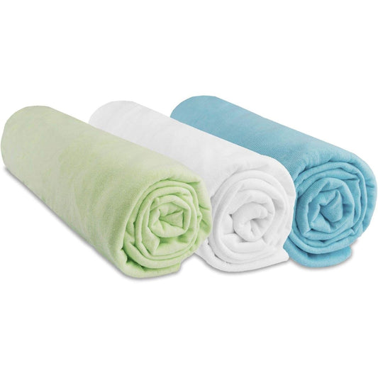 237230 - EASY DORT Set me 3 çarçafë të montuar, 70 x 160 cm, 100% pambuk, ngjyrë turkeze dhe e bardhë, elastik