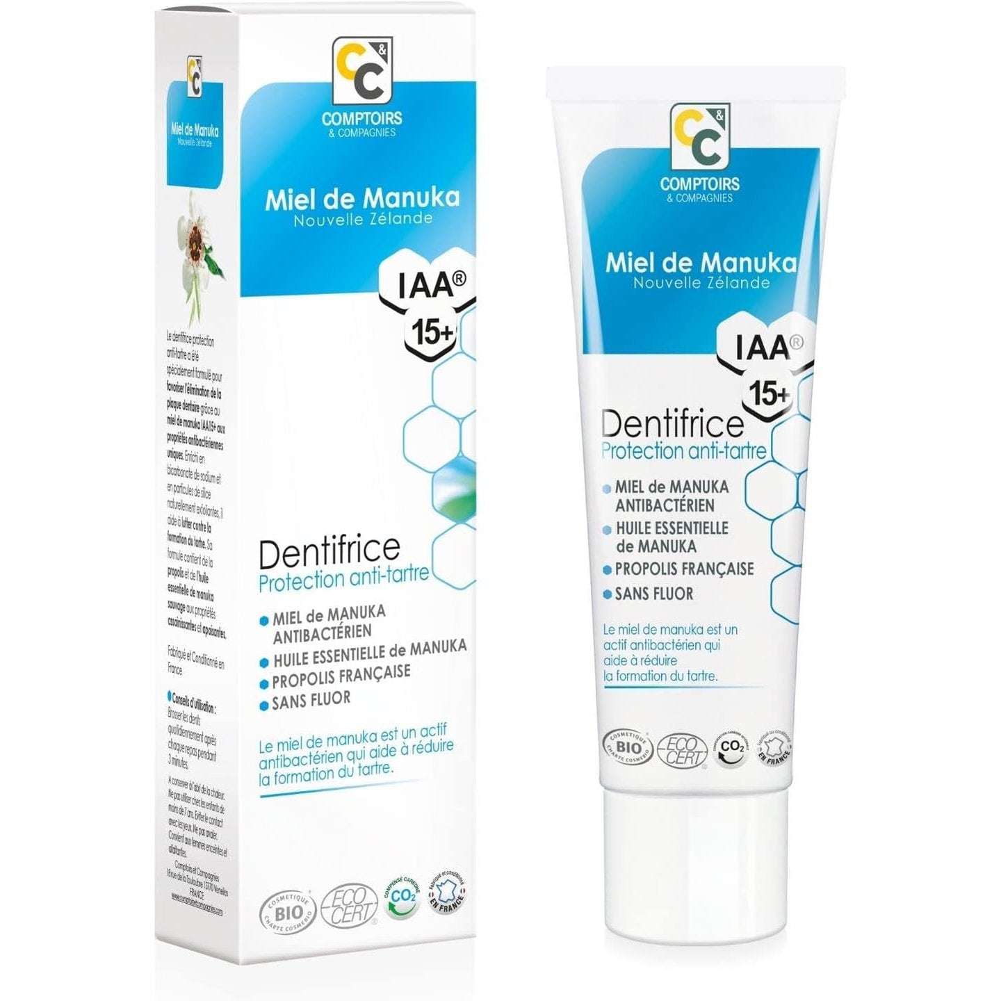 322060 - COMPTOIRS ET COMPAGNIES - Pastë dhëmbësh kundër tartarit me mjaltë Manuka IAA15+ - 75 ml