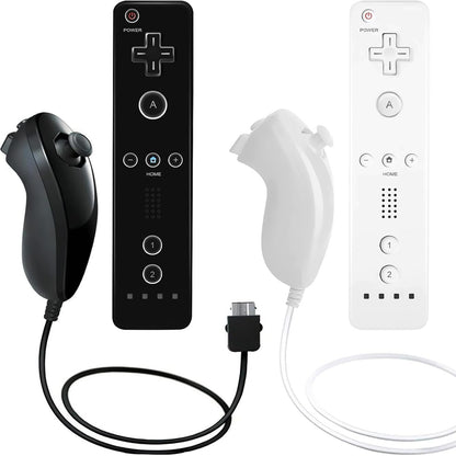 299428 - Kontrolluesi i largët Wii LeonDesigns dhe Nunchuck për Wii U, mbulesë silikoni dhe rrip kyçi dorës (e bardhë-e zezë)