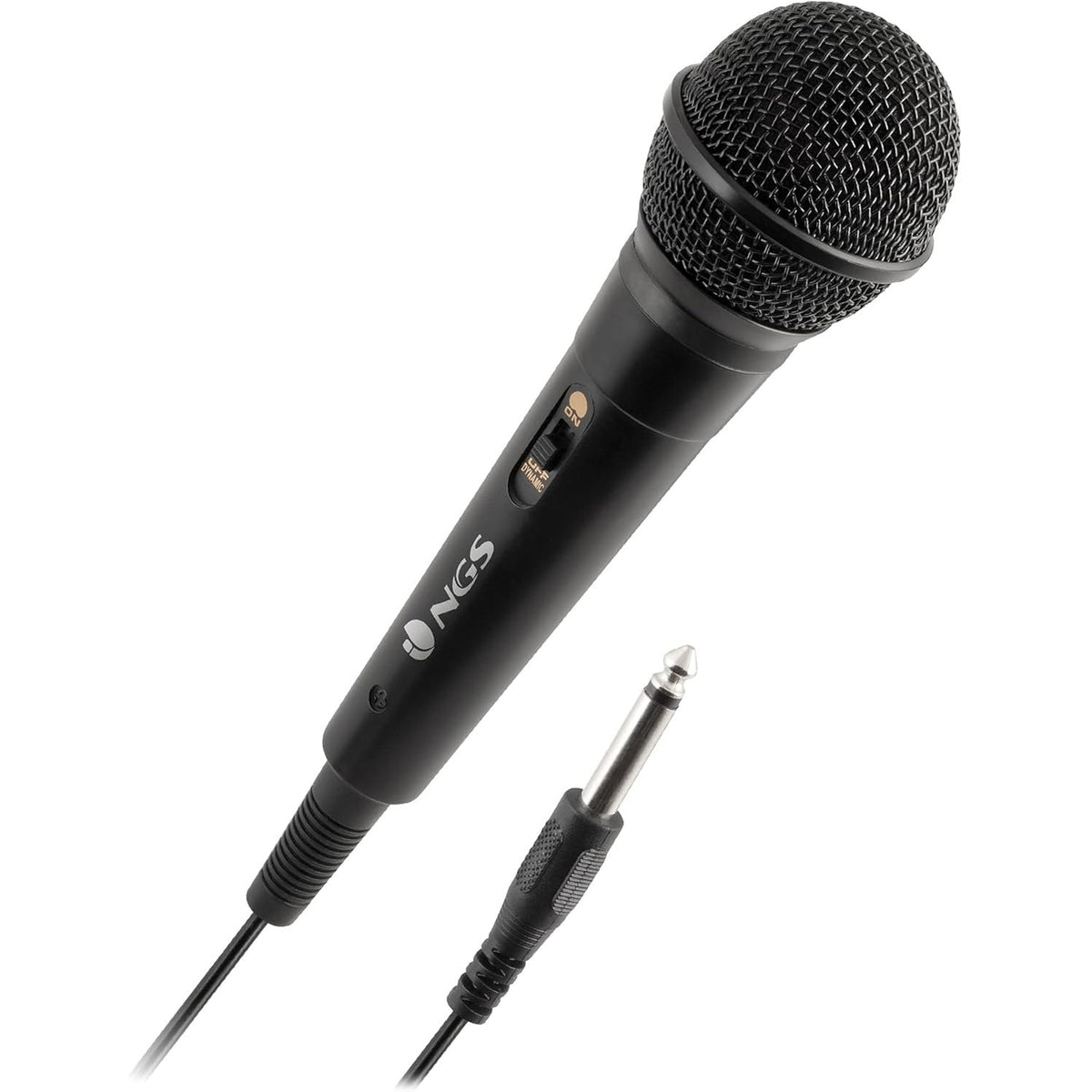 320417 - NGS Singer FIRE - Mikrofon dinamik, mikrofon me kabllo 3 metra, lidhës jack 6.3 mm dhe buton ON/OFF