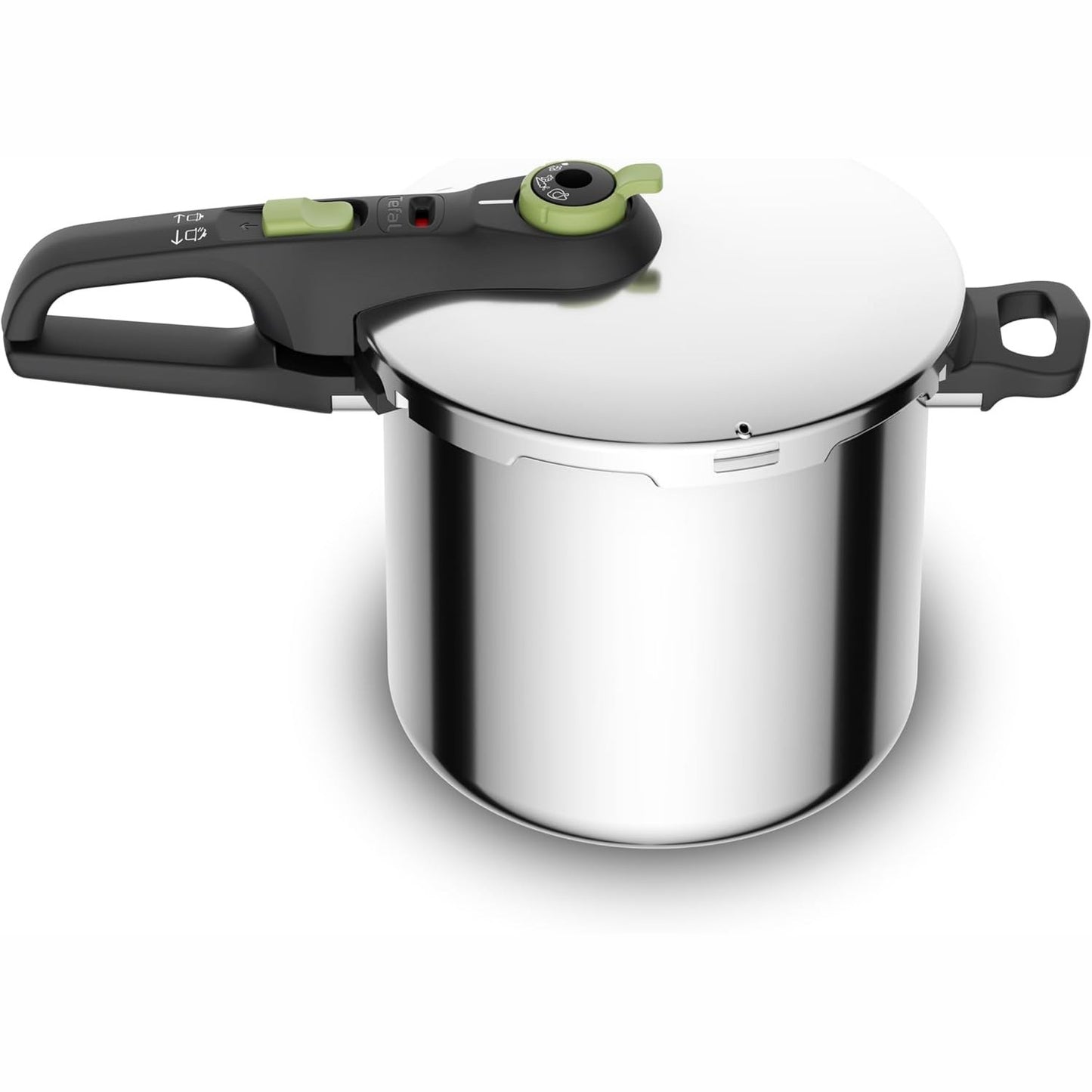217116 - TEFAL P2584402 Tenxhere me Presion të Sigurt 8 L me Shportë, Rregullator Gatimi me 2 Faza: Intensiv 117°C, I Butë 112°C, Bazë Kapsule Induksioni, Çelik Inoks/I Zi/Jeshil