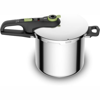 217116 - TEFAL P2584402 Tenxhere me Presion të Sigurt 8 L me Shportë, Rregullator Gatimi me 2 Faza: Intensiv 117°C, I Butë 112°C, Bazë Kapsule Induksioni, Çelik Inoks/I Zi/Jeshil
