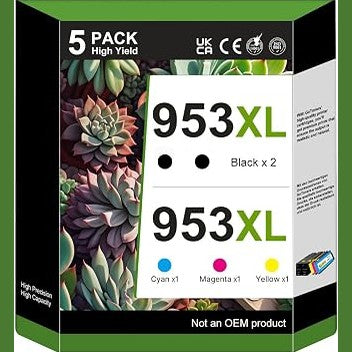 309986 - GOTONERS - Pako e shumëfishtë e kartushave 953XL (2x e zezë, 1x cian, 1x magenta, 1x e verdhë), Pajtueshme me HP 953 XL për Officejet Pro 7740 7720 8210 8720 8710 7730 8218 8715 8718 8725 8728 8730 8740