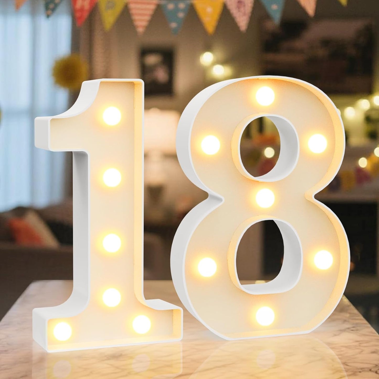 222377 - Llambë Numrash LED, 18 Shifra të Ndriçuara, Numra të Ndriçuar LED të Bardhë të Ngrohtë dhe të Ftohtë, Punon me Bateri