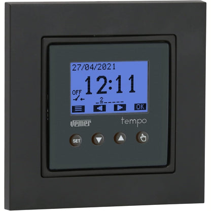 170097 - VEMER VE787501 TEMPO-INT - Çelës Digjital me Kohëmatës, Programim Orar ose Astronomik, për Roleta, Ndriçim, Porta, Ujitje, Instalim i Montuar në Sipërfaqe, i Bardhë dhe Gri