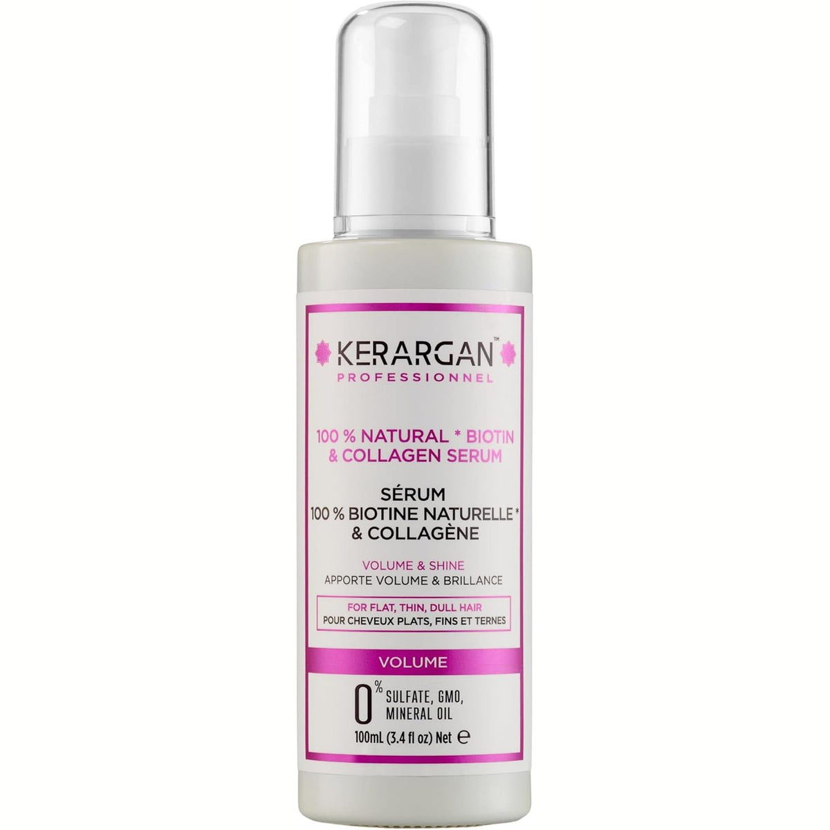 316931 - KERARGAN - Serum për Flokë Volumizues me Biotinë dhe Kolagjen, 100ml, Pa Sulfate, Pa OMGJ, Pa Vaj Mineral