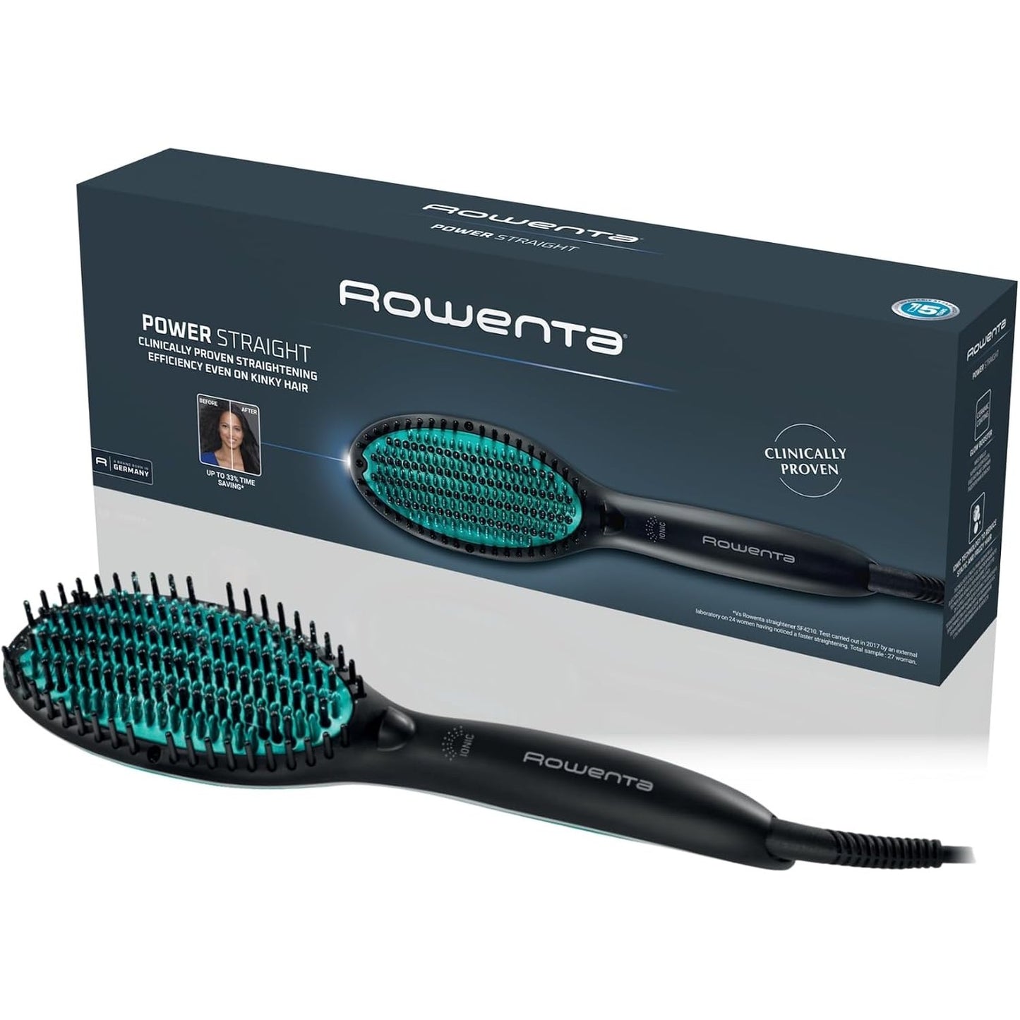 271344 - ROWENTA Furçë Drejtuese CF5820 Power Straight, Kohë Ngrohjeje 45-Sekonda, Teknologji 3-Hapësh, Rrjetë me 2 Lloje Qimesh, Termo-Kontroll, E Zezë.