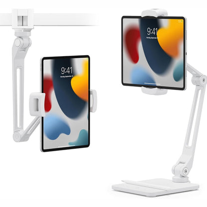 299096 - TWELVE SOUTH HoverBar Duo (gjenerata e 2-të) për iPad/iPad Pro/Tableta, Krah i rregullueshëm me bazë të re, kapëse sipërfaqësore (e bardhë)