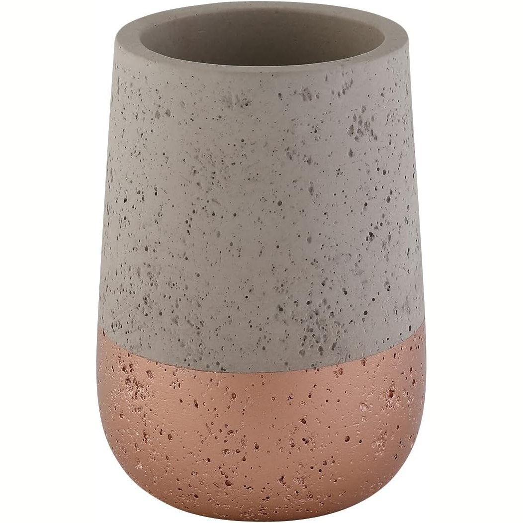 228643 - Mbajtëse furçe dhëmbësh gri betoni/ari rozë [Ø7.5 cm x L: 10 cm], Mbajtëse furçe dhëmbësh - e përdorshme edhe si mbajtëse stilolapsash, vazo ose të ngjashme