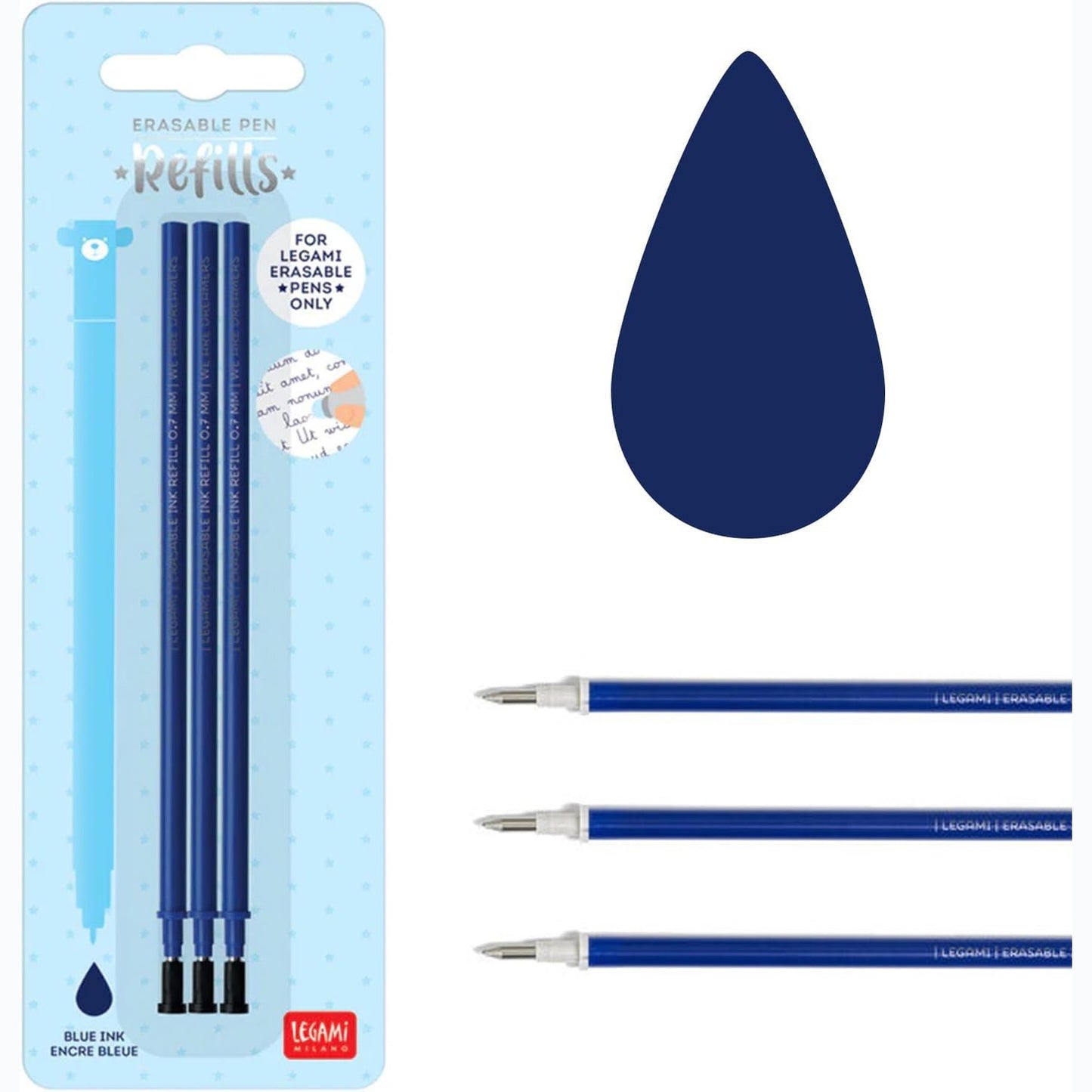 269373 - LEGAMI Mbushje Stilolapsi Xheli, Set 3 copësh, 13 cm, Bojë Termosensitive, Blu, Maja 0.7 mm