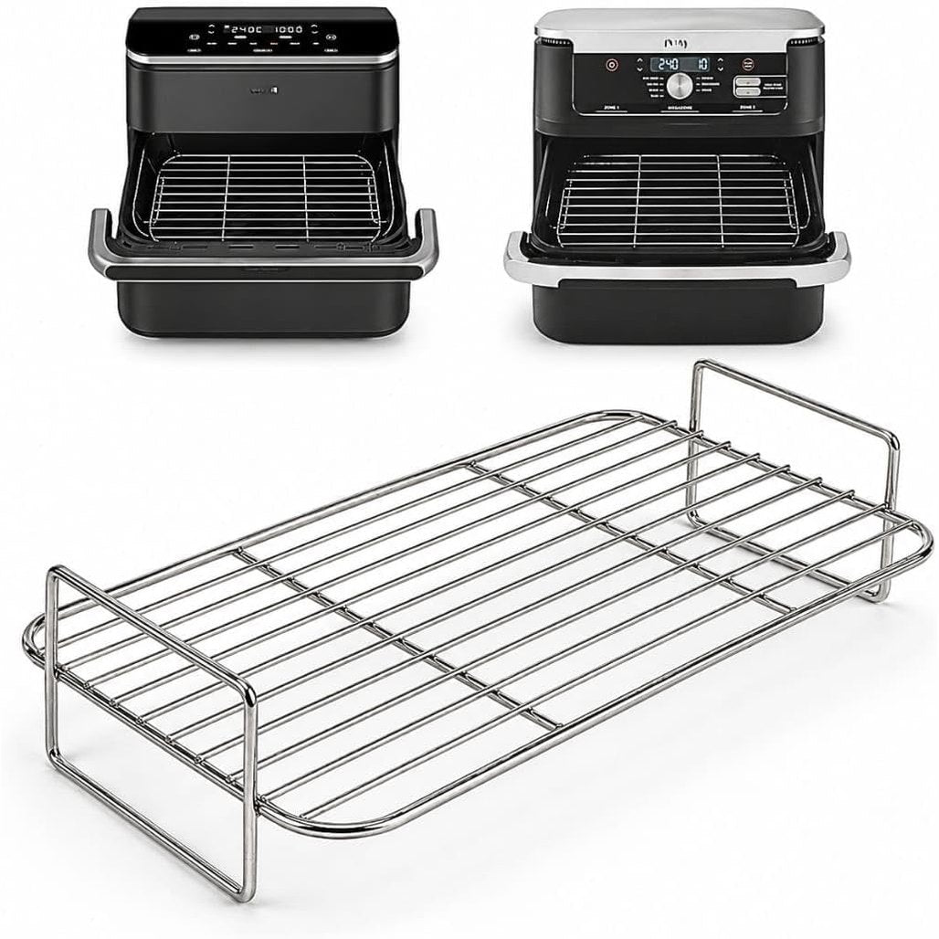 257628 - MOLJAUS - Rafti i Fritezës me Ajër, i përputhshëm me Fritezën me Ajër të Dyfishtë Ninja Foodi Flexdrawer 10.4L/COSORI Dual Blaze TwinFry 10L, çelik inoks S-304