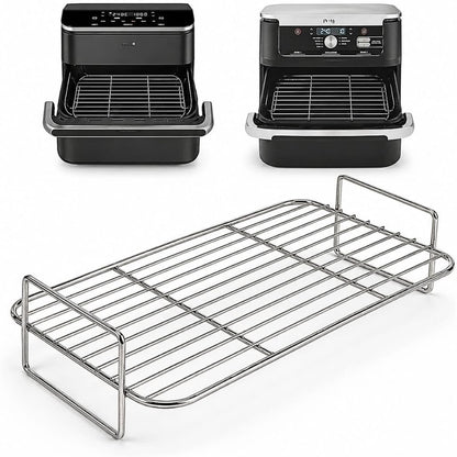 257628 - MOLJAUS - Rafti i Fritezës me Ajër, i përputhshëm me Fritezën me Ajër të Dyfishtë Ninja Foodi Flexdrawer 10.4L/COSORI Dual Blaze TwinFry 10L, çelik inoks S-304