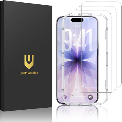 296231 - Mbrojtës ekrani prej qelqi të temperuar pa kabllo i pathyeshëm për iPhone 17 (6.3 inç), pako me 2 copë, fortësi 9H, pa flluska, me kornizë instalimi, ultra i hollë, qartësi 99.9% HD, i përshtatshëm për mbulesë