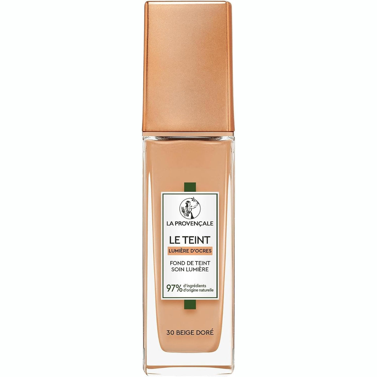 297322 - LA PROVENCAL Fondatinë që reflekton dritën - 97% përbërës me origjinë natyrale - Mbulim mesatar - Të gjitha llojet e lëkurës - Me vaj ulliri organik nga Provence - Nuanca: 30 Golden Beige - 30 ml