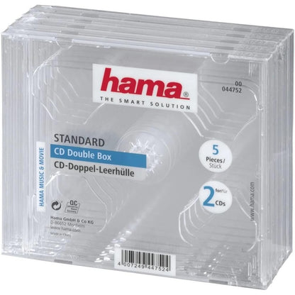 309108 - HAMA 044752 - Kuti Ruajtjeje për 2 CD, Pako me 5, Mban deri në 10 CD, Transparente