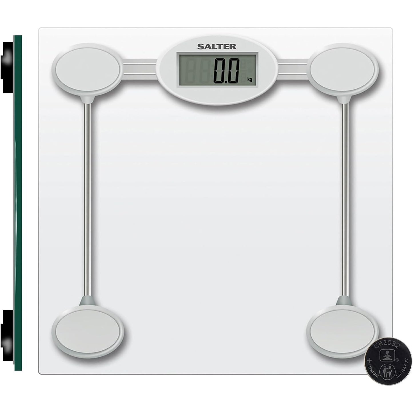 275525 - SALTER Peshore Elektronike Banjo 9018S SV3R, kapacitet maksimal 180 kg, ekran LCD, platformë prej qelqi, argjend/transparente
