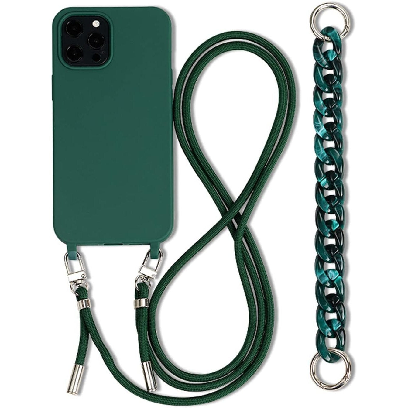 277126 - EMLIVI Mbrojtëse për iPhone 11 me Byzylyk, Rrip Shpate prej Najloni, Mbulesë Silikoni me Kordon për t’u Mbajtur Rreth Qafës, Jeshile Ushtarake