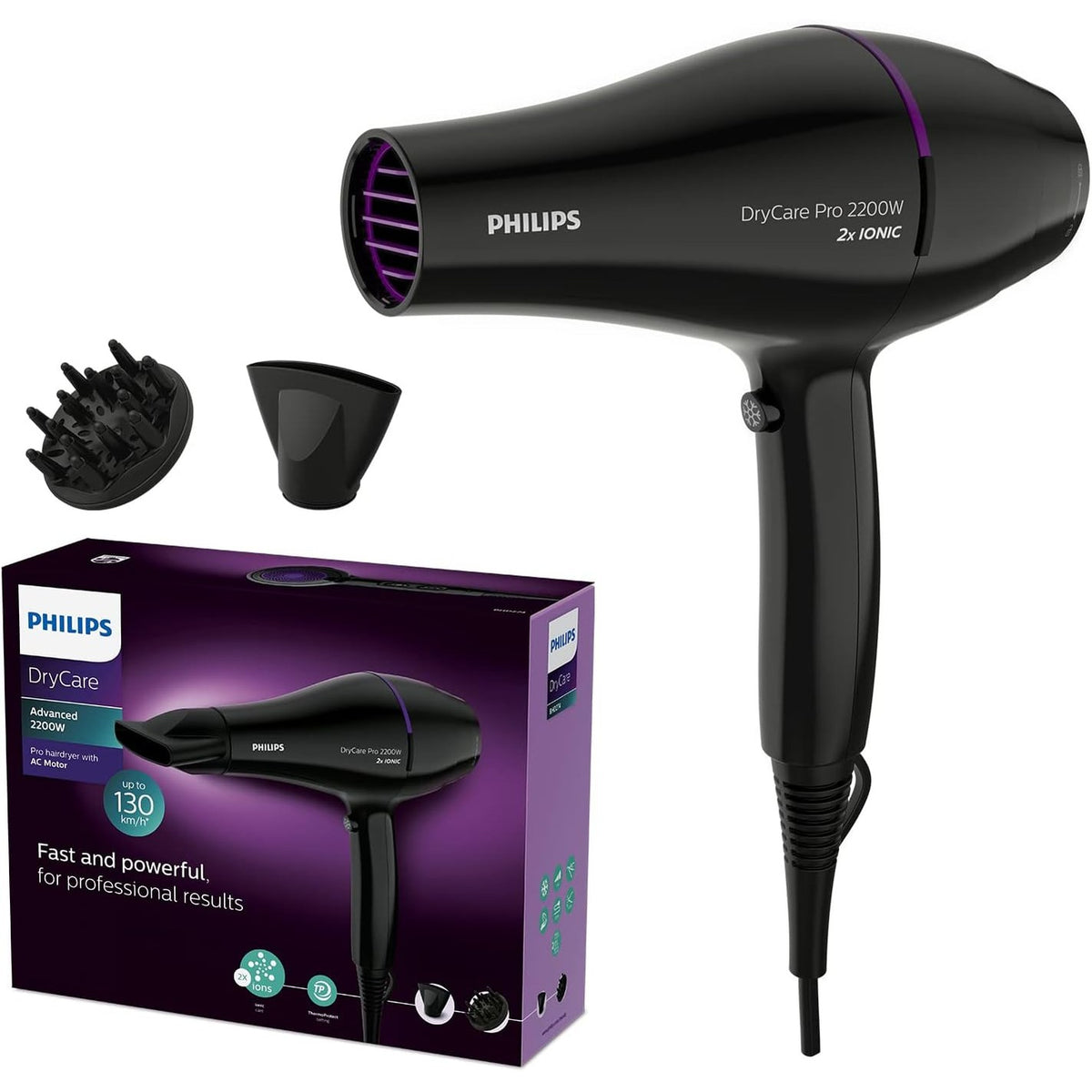298071 - PHILIPS Tharëse flokësh DryCare Pro, motor AC i fuqishëm, model BHD274/00