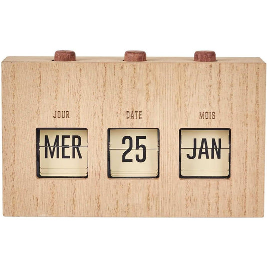 163772 - HOME DECO FACTORY, HD0094, Kalendar Dekorativ me Kapak në Dru të Papërpunuar, 30x15 cm, Kafe dhe e Zezë