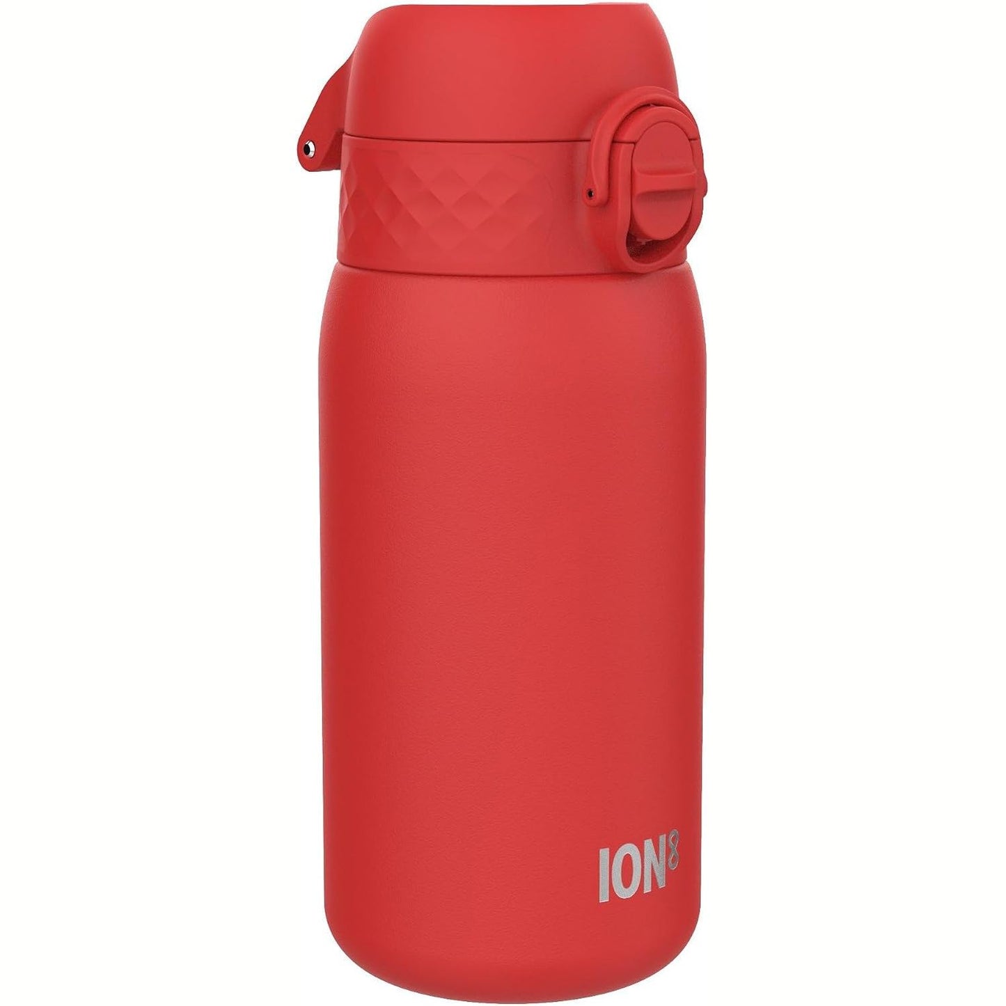 294037 - ION8 Shishe uji çeliku për fëmijë, Kapacitet 400 ml/13 oz, E paizoluar, E papërshkueshme nga rrjedhjet, E kuqe, Me dorezë mbajtëse