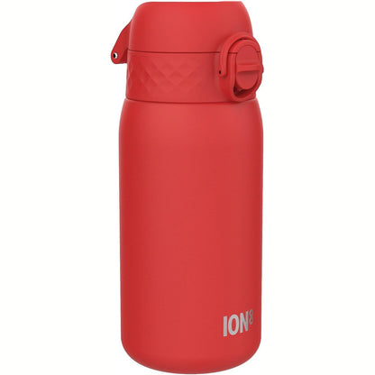 294037 - ION8 Shishe uji çeliku për fëmijë, Kapacitet 400 ml/13 oz, E paizoluar, E papërshkueshme nga rrjedhjet, E kuqe, Me dorezë mbajtëse